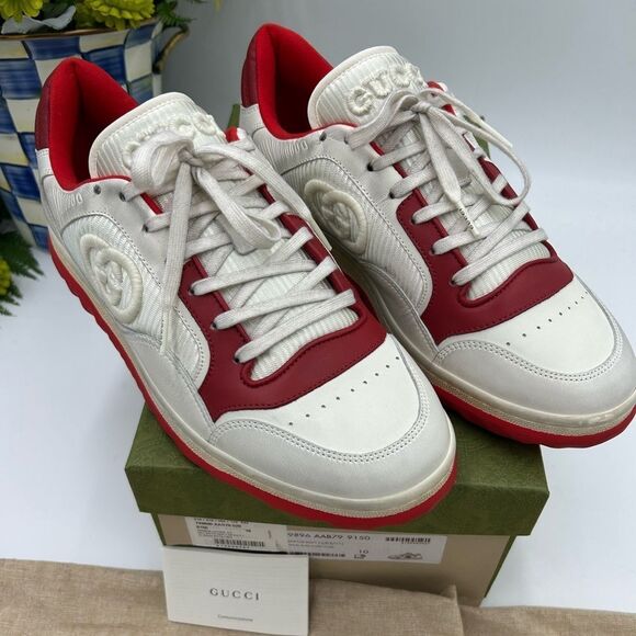 Men’s Gucci Mac 80 low top leather sneakers size 10 made in Italy - Picture 1 of 11